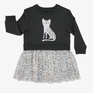Little Sleepies Snowy Leopard Crewneck Tutu Dress size 4T